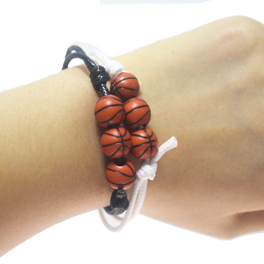 handmade adjustable cord rope woven basketball rugby tennis baseball ball charm beads sport bracelet unisex women and men