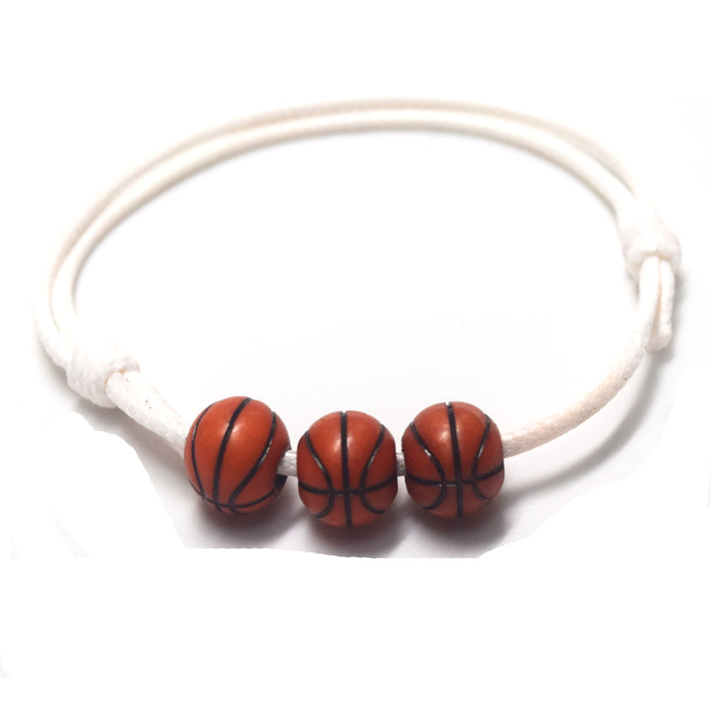 handmade adjustable cord rope woven basketball rugby tennis baseball ball charm beads sport bracelet unisex women and men