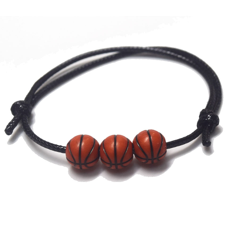 handmade adjustable cord rope woven basketball rugby tennis baseball ball charm beads sport bracelet unisex women and men