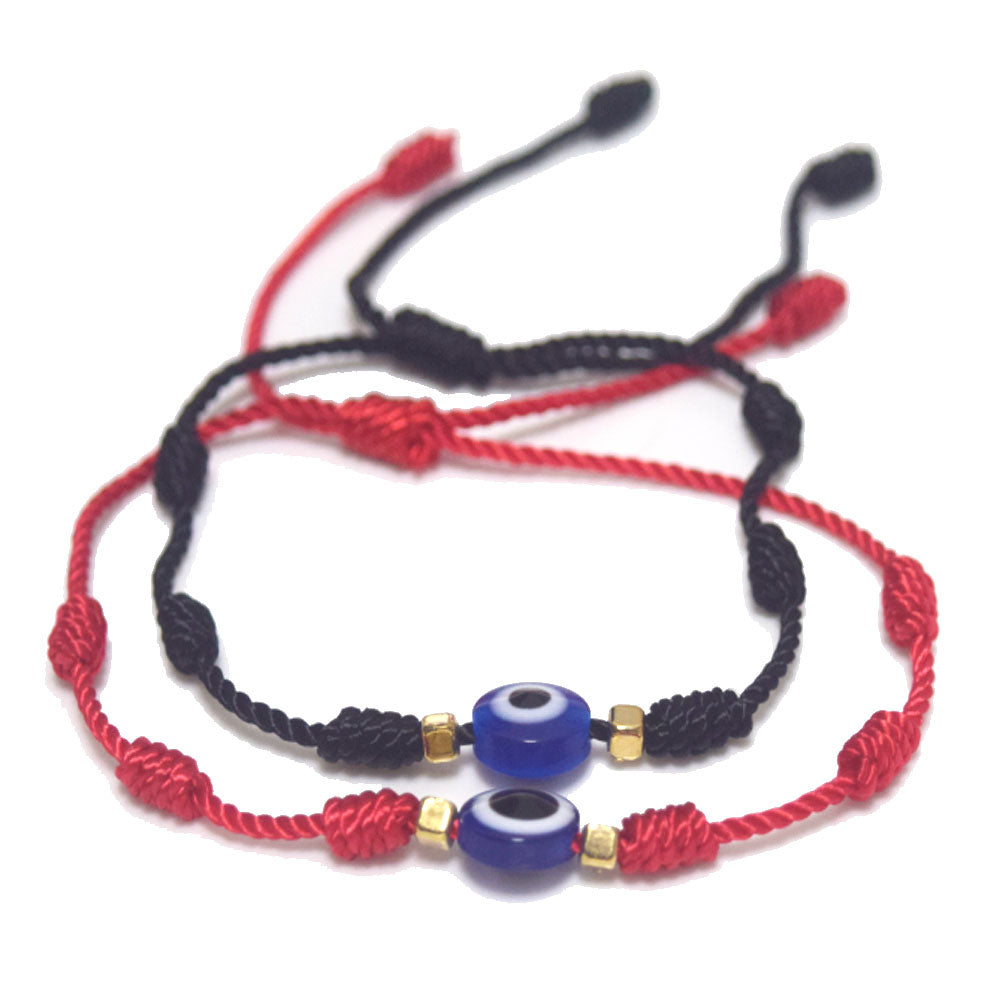 handmade adjustable black red rope string boho good luck turkish devil eye charm bead bracelet jewelry