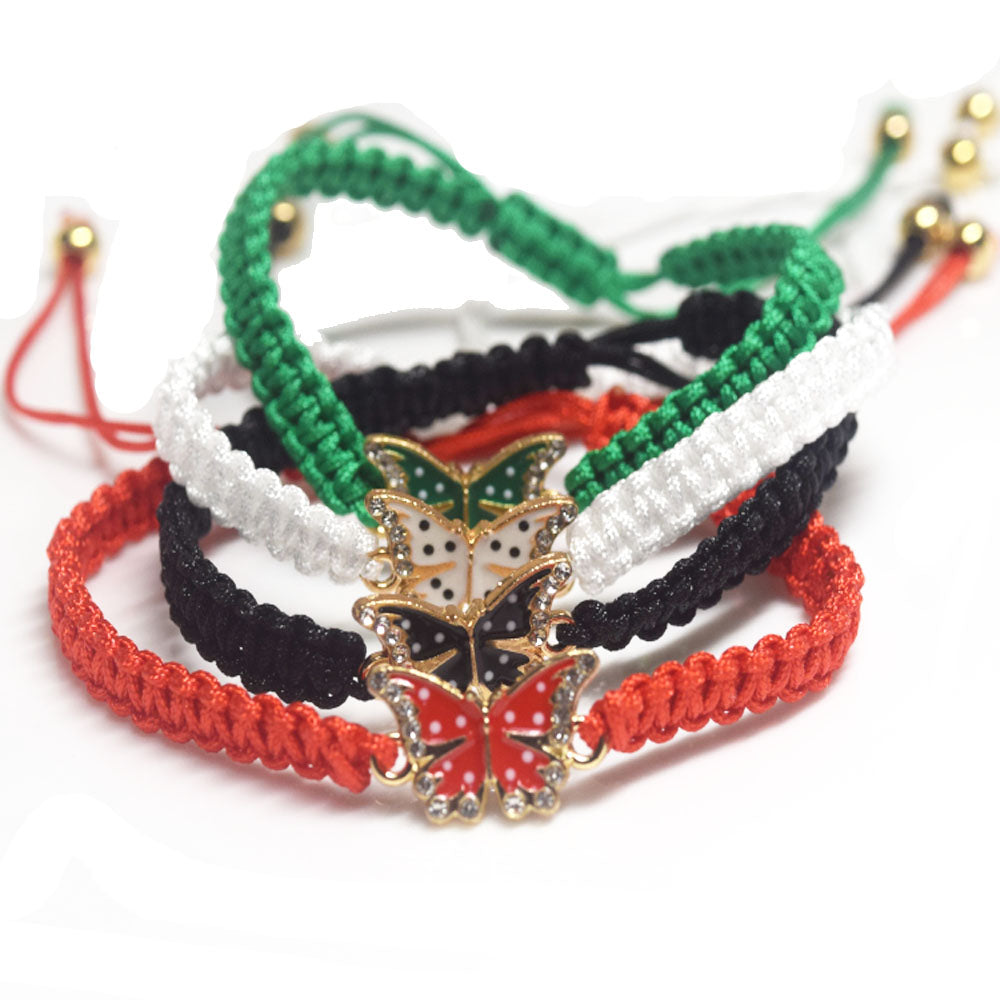 handmade lady butterfly rope string thread woven bracelet jewelry women bracelets adjustable black green red white colors