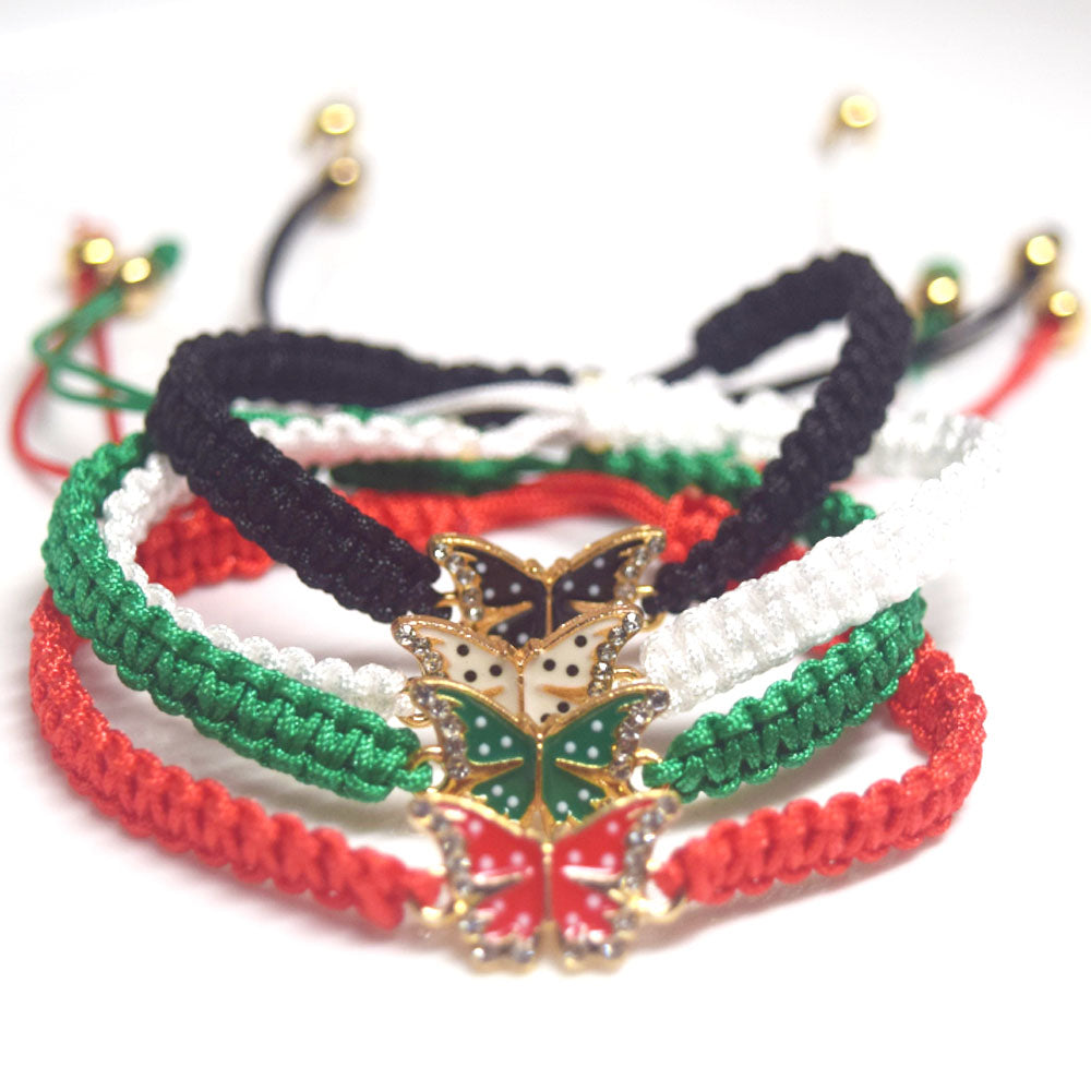 handmade lady butterfly rope string thread woven bracelet jewelry women bracelets adjustable black green red white colors