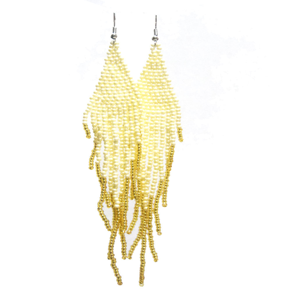 wholesale beads beaded red extra long tassel fringe boho glass seed bead drop dangle earrings for women colorful jewelry