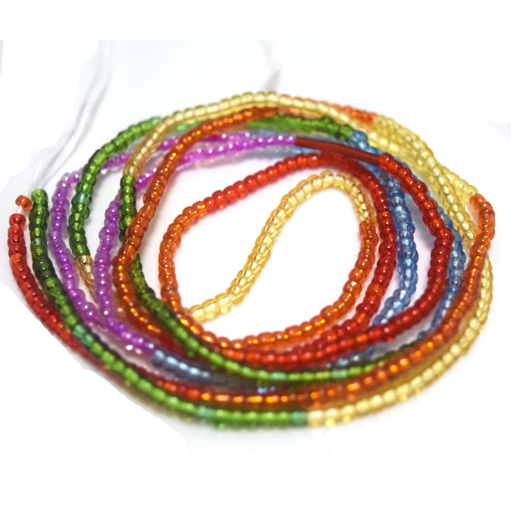 custom color available bulk of 50 inches handmade crystal rainbow tie on cotton thread waist beads for women belly chain