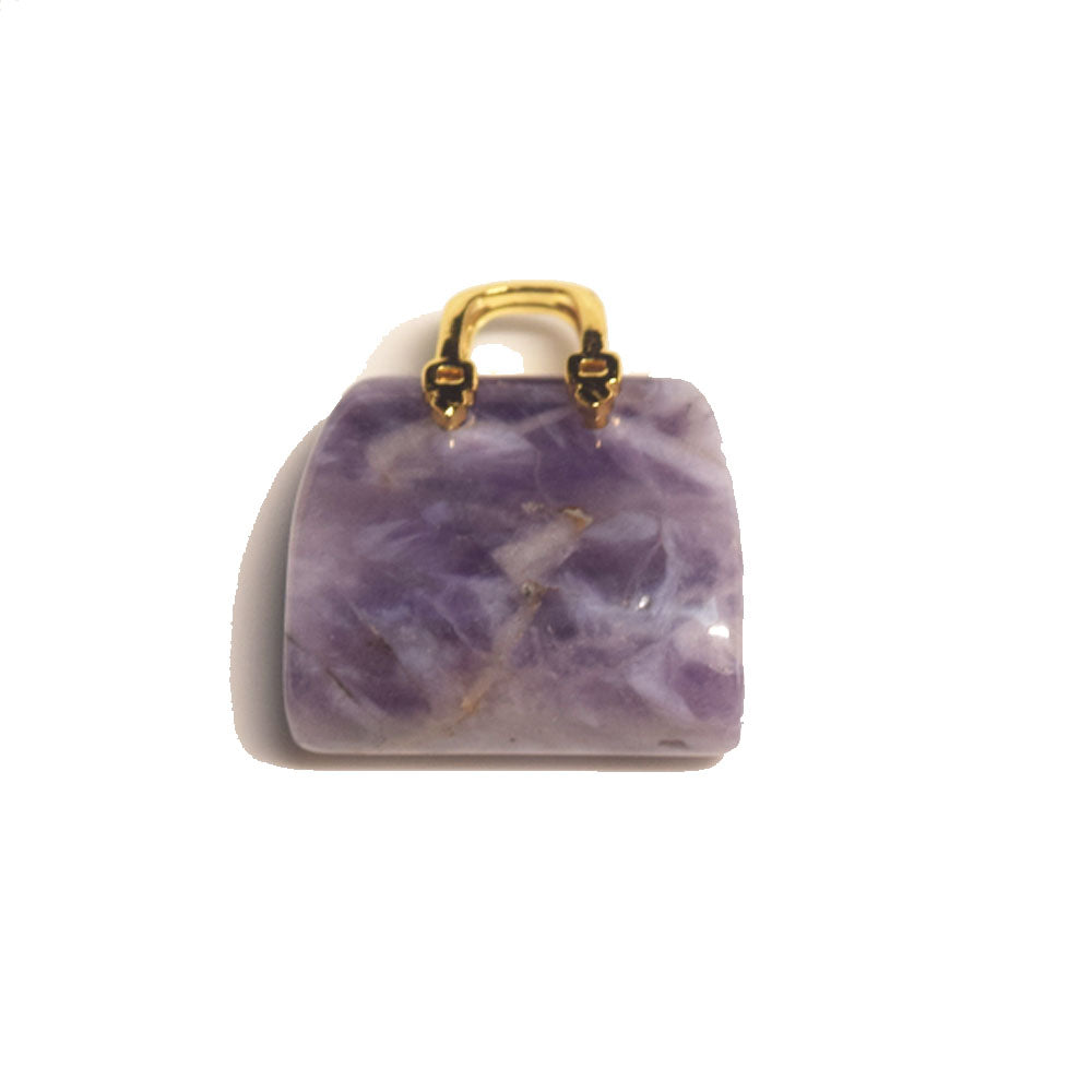 natural crystal amethyst tiger eye agate jade howlite pink quartz green stone handbag pendant only no chain necklace