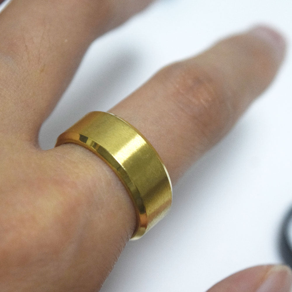 trendy high quality party wedding 8mm thick stainless steel statement band ring men finger rings jewelry fashion accessories