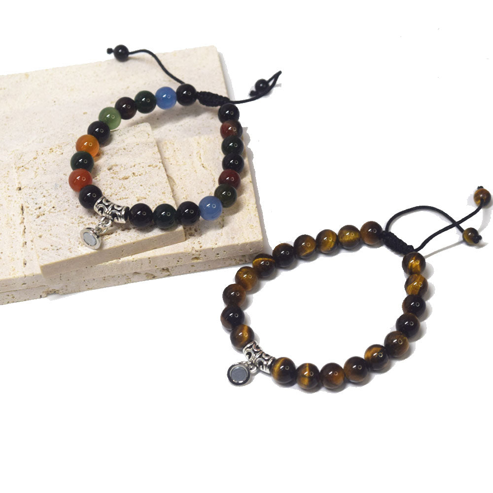6 colors handmade stone crystal adjustable boutique valentines couple gift bracelet magnetic ball charm pendant bracelets