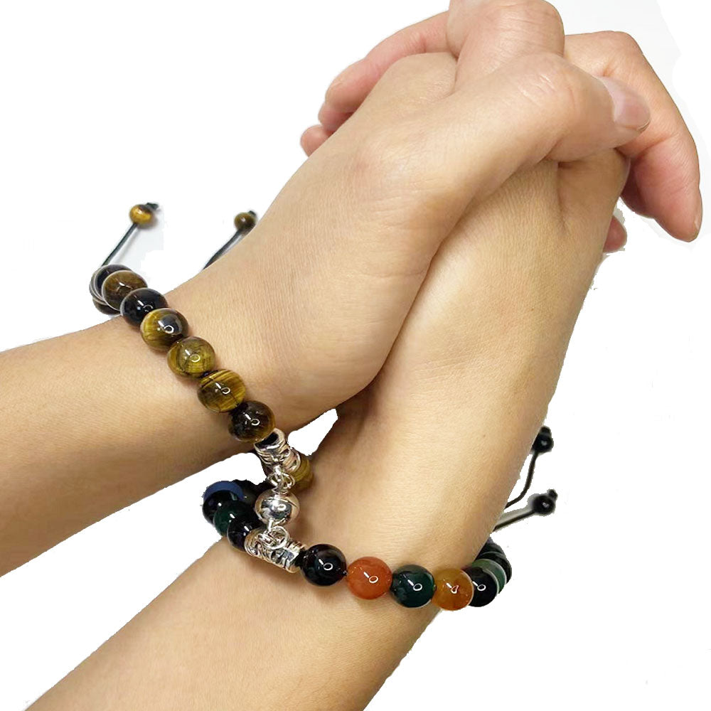6 colors handmade stone crystal adjustable boutique valentines couple gift bracelet magnetic ball charm pendant bracelets
