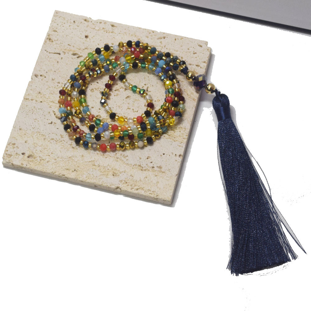 32 inches Long Necklace Jewelry Gift Tassel Necklace Bohemian Tassel Glass Beads Knotted Crystal Bead Necklace for sweater