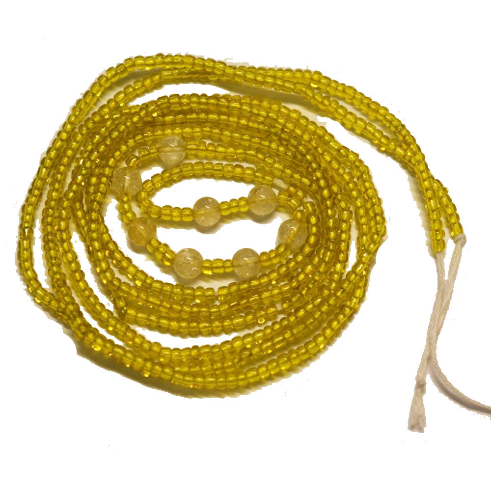 Supply Custom 50 inches Yellow Crystal Natural Gemstone Waist Beads Tie On Design China Manufacturer