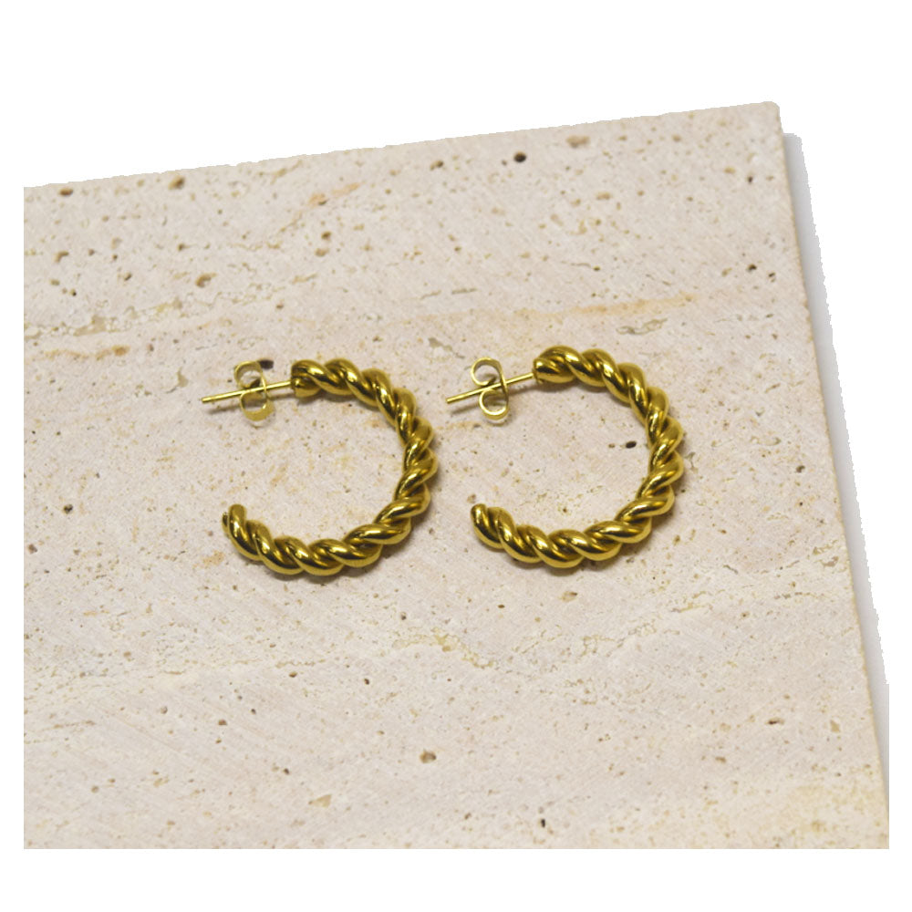 vintage stainless steel twisted chain twist half hoop c earring steel silver and gold 18k plated colors 2 2.5 4cm earrings