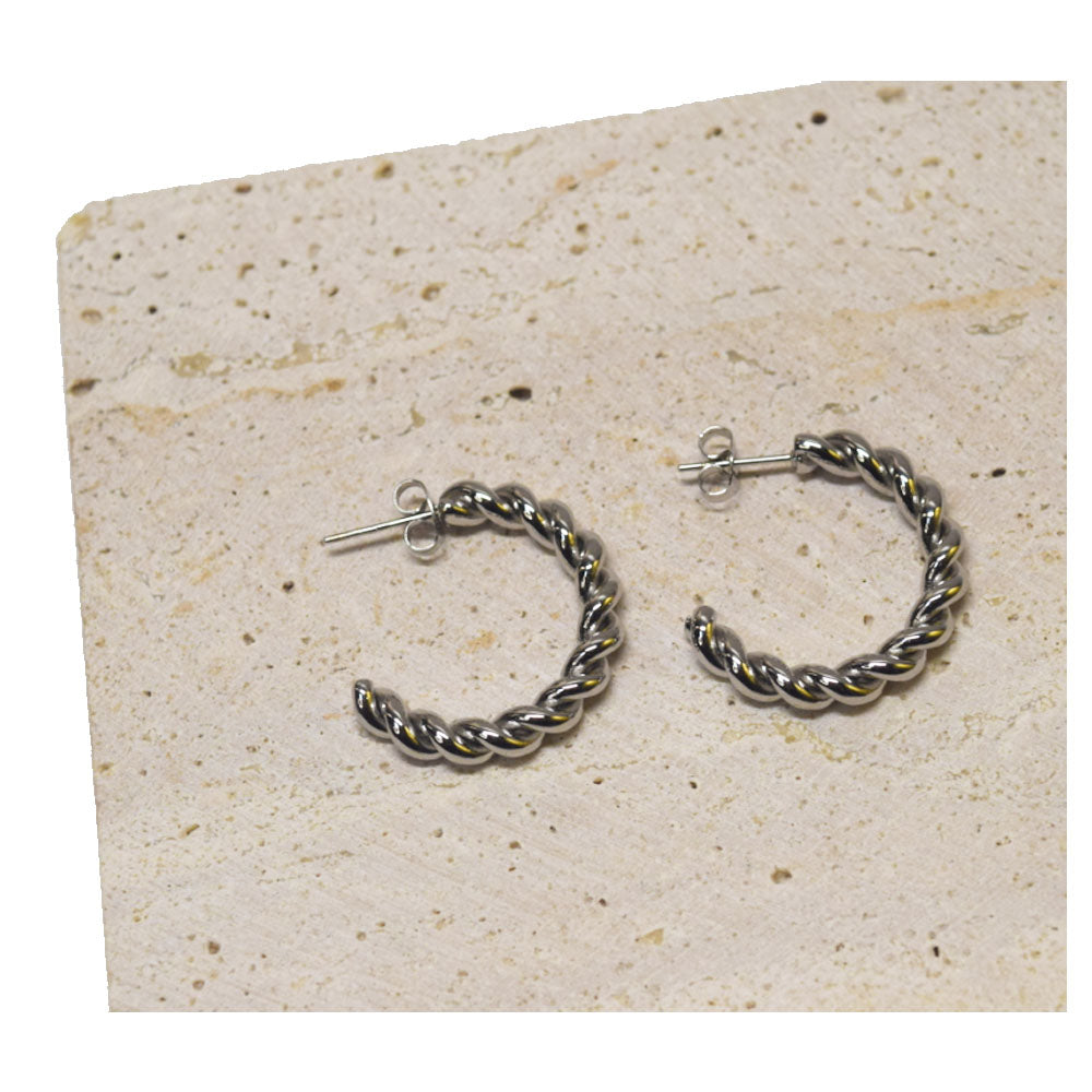 vintage stainless steel twisted chain twist half hoop c earring steel silver and gold 18k plated colors 2 2.5 4cm earrings