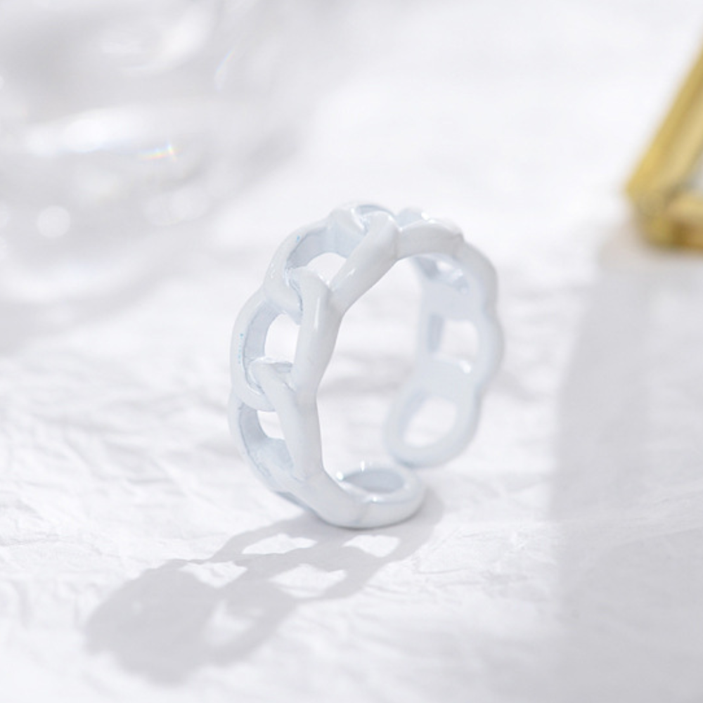 fashion chunky macaron finger metal enamel color open cuff resizable finger ring jewelry women bulk antique