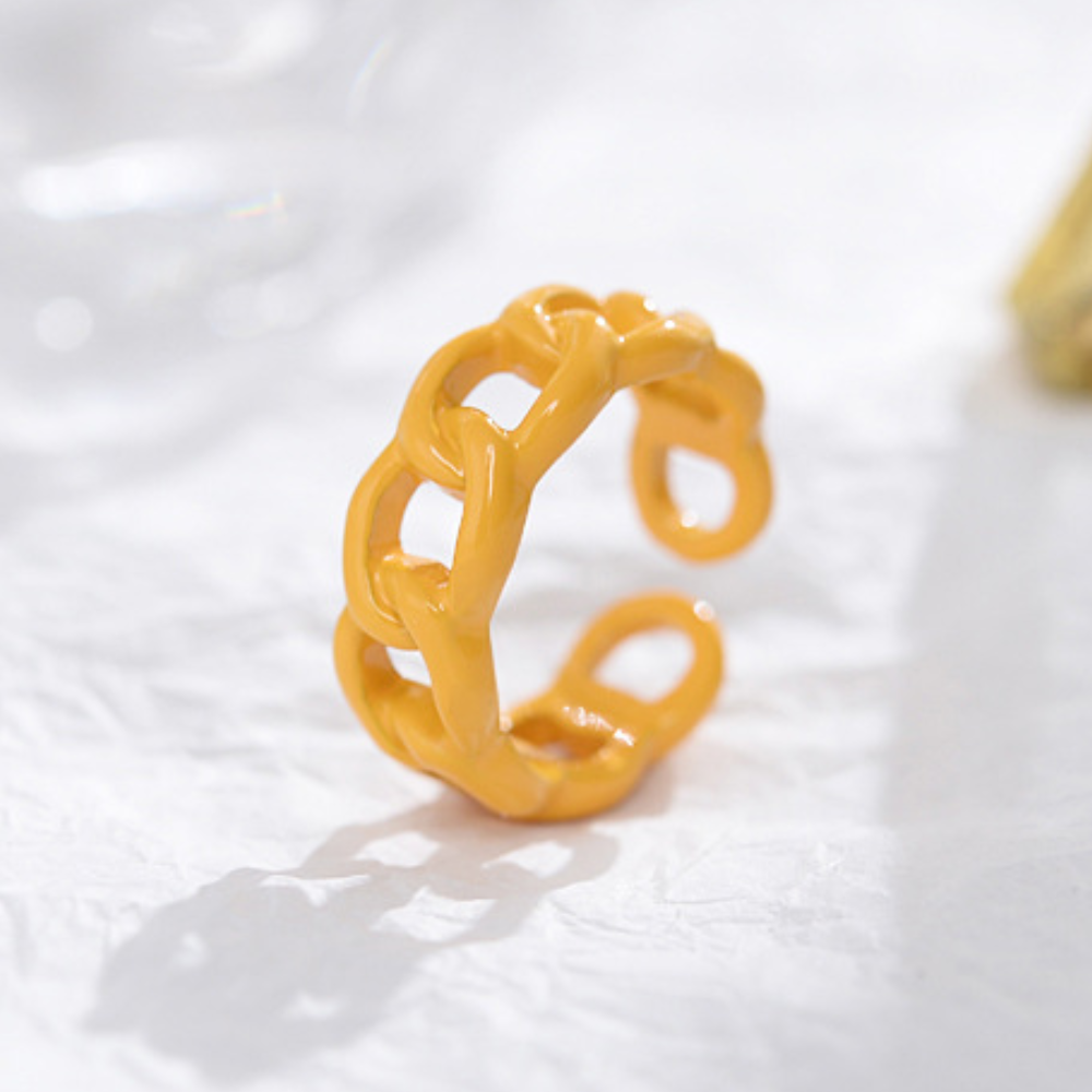 fashion chunky macaron finger metal enamel color open cuff resizable finger ring jewelry women bulk antique