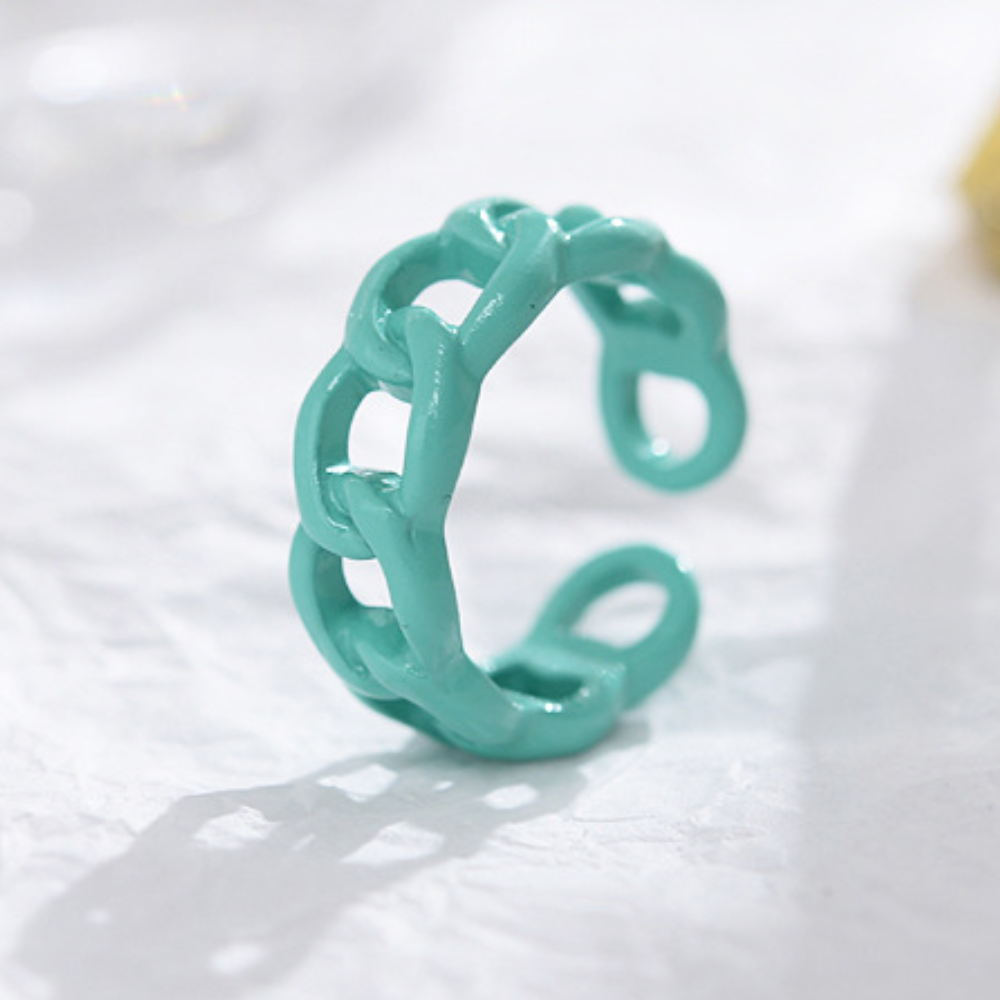 fashion chunky macaron finger metal enamel color open cuff resizable finger ring jewelry women bulk antique