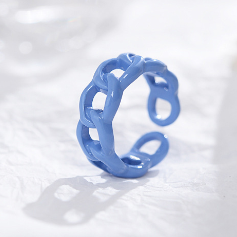 fashion chunky macaron finger metal enamel color open cuff resizable finger ring jewelry women bulk antique