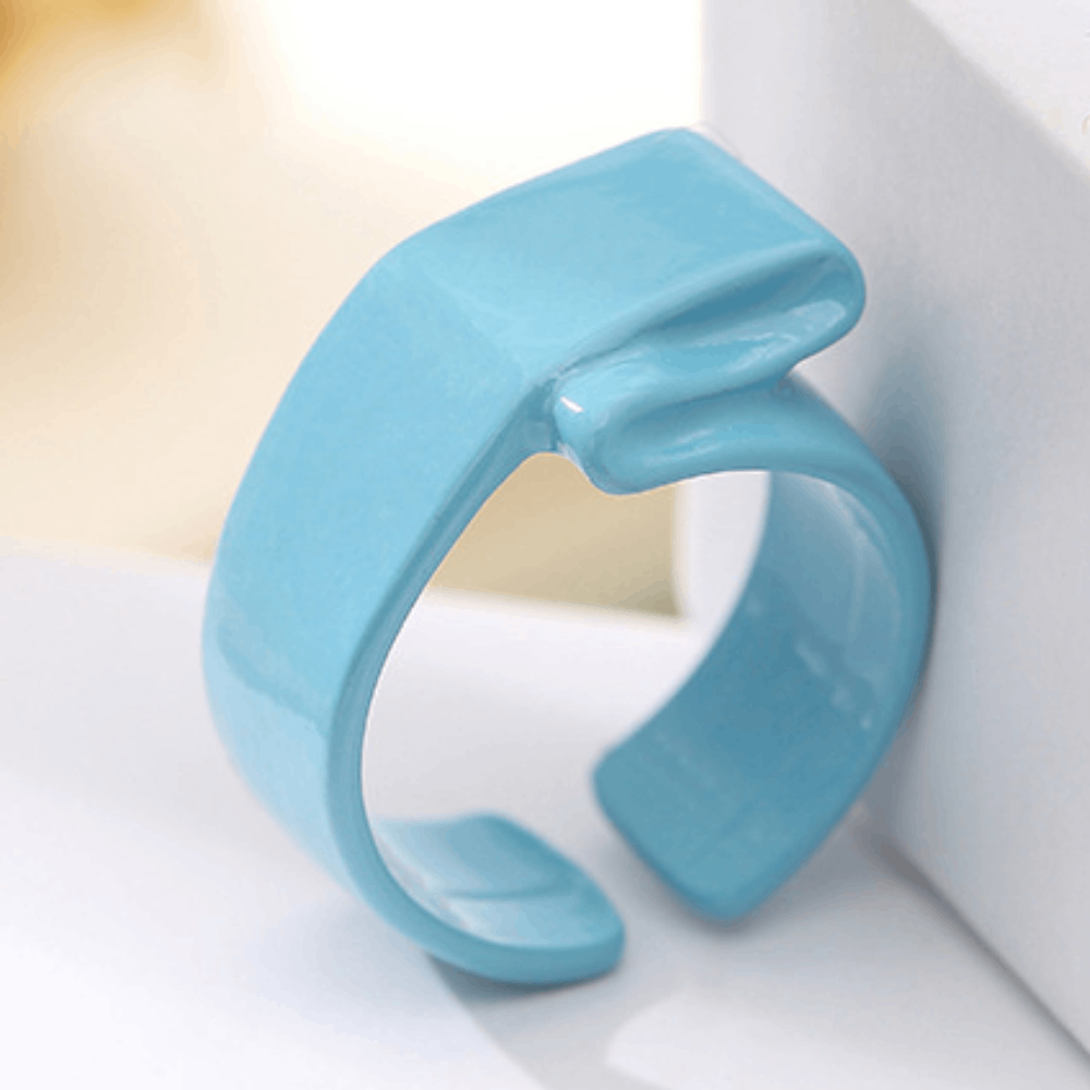 fashion chunky macaron finger metal enamel color open cuff resizable finger ring jewelry women bulk antique