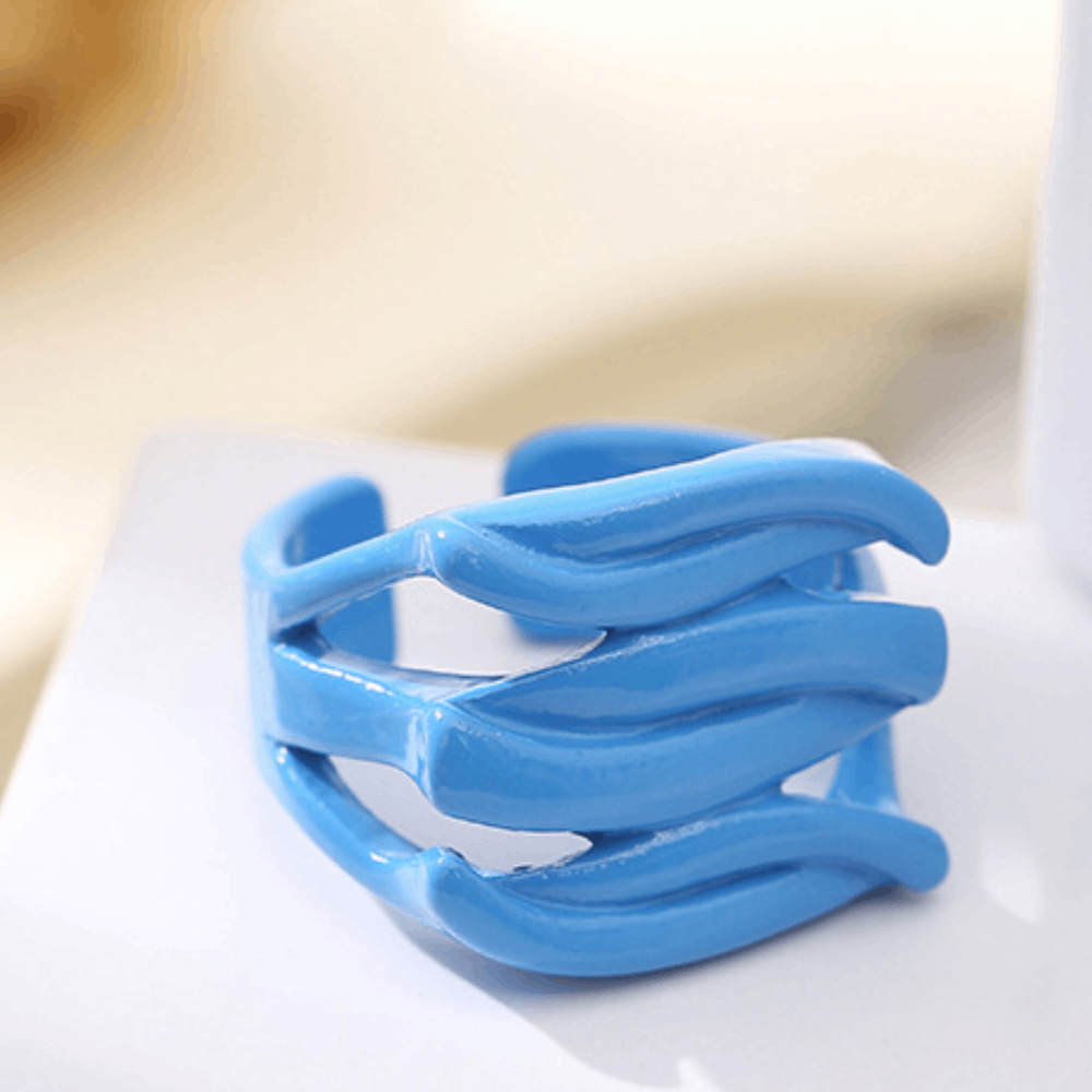fashion chunky macaron finger metal enamel color open cuff resizable finger ring jewelry women bulk antique
