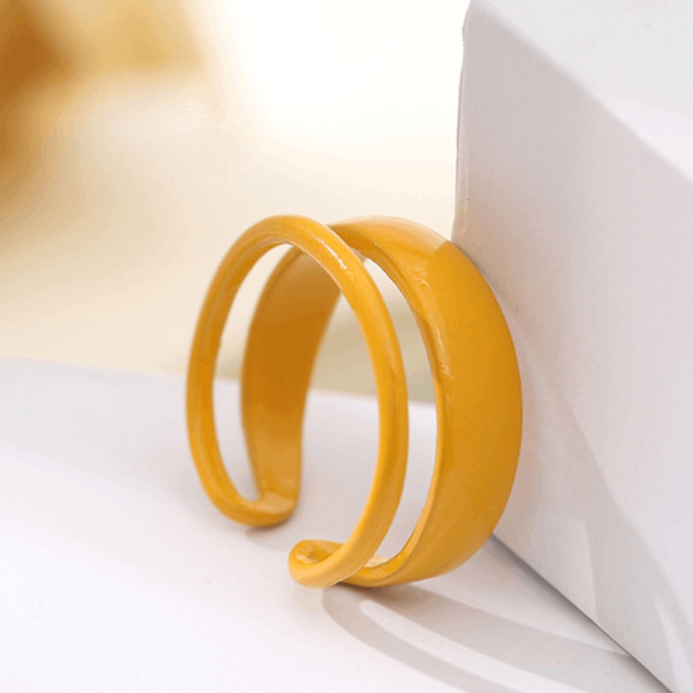 fashion chunky macaron finger metal enamel color open cuff resizable finger ring jewelry women bulk antique