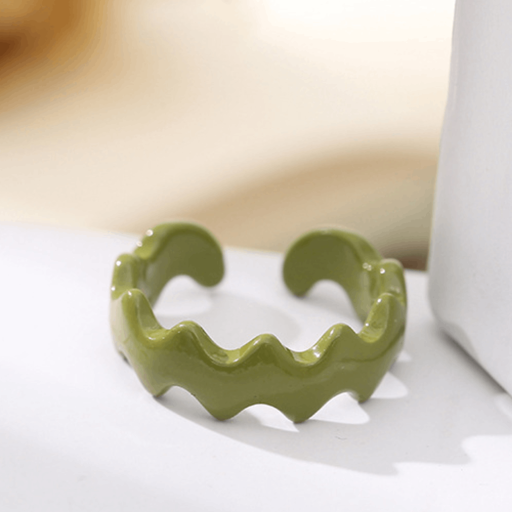 fashion chunky macaron finger metal enamel color open cuff resizable finger ring jewelry women bulk antique