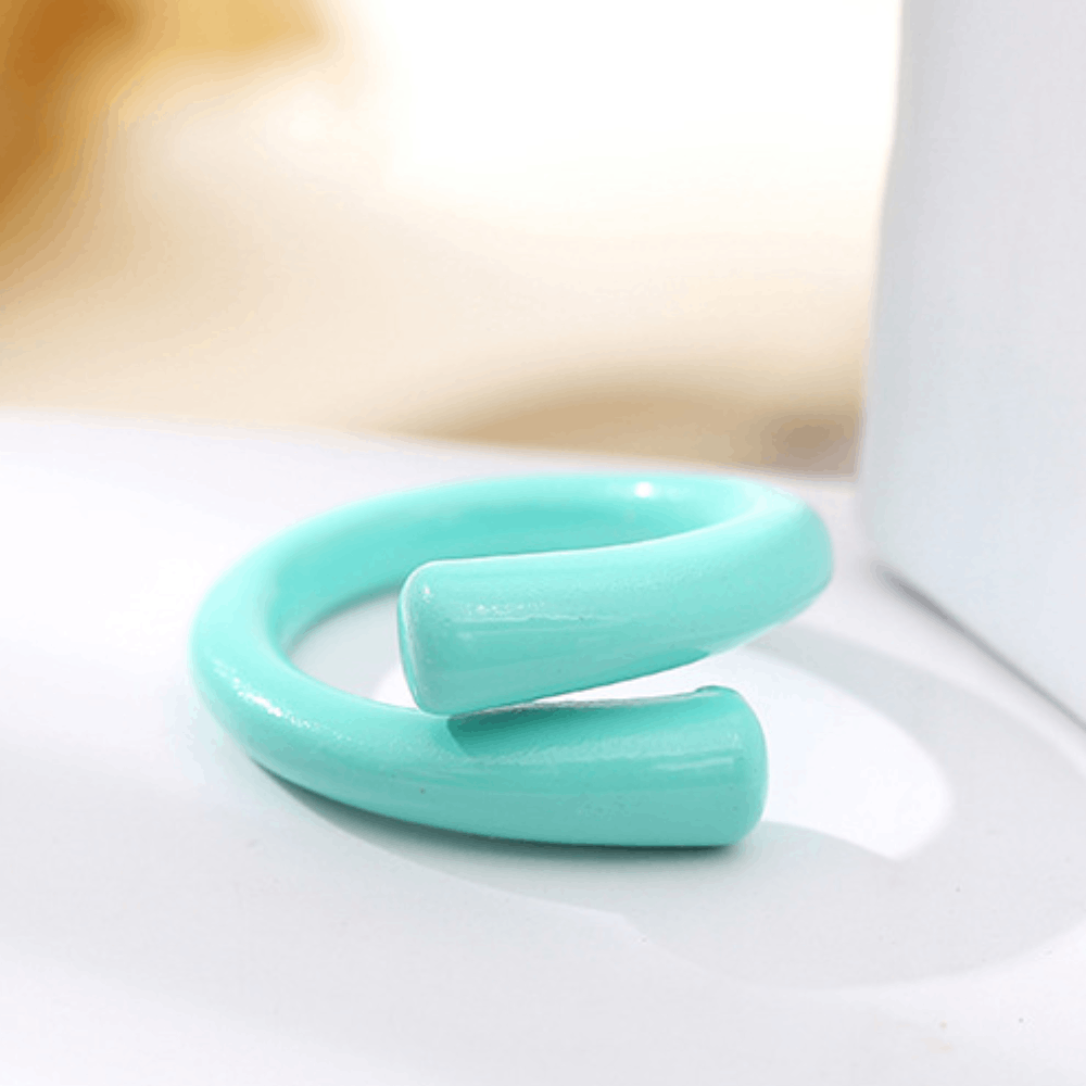 fashion chunky macaron finger metal enamel color open cuff resizable finger ring jewelry women bulk antique