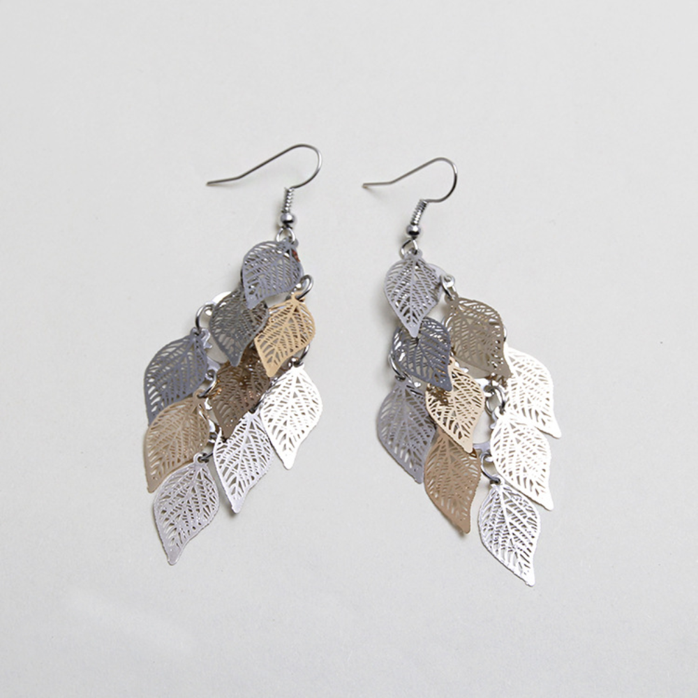 brass alloy multi colors tropical leaf earrings leaves women dangle drop earring