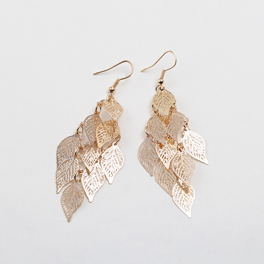 brass alloy multi colors tropical leaf earrings leaves women dangle drop earring