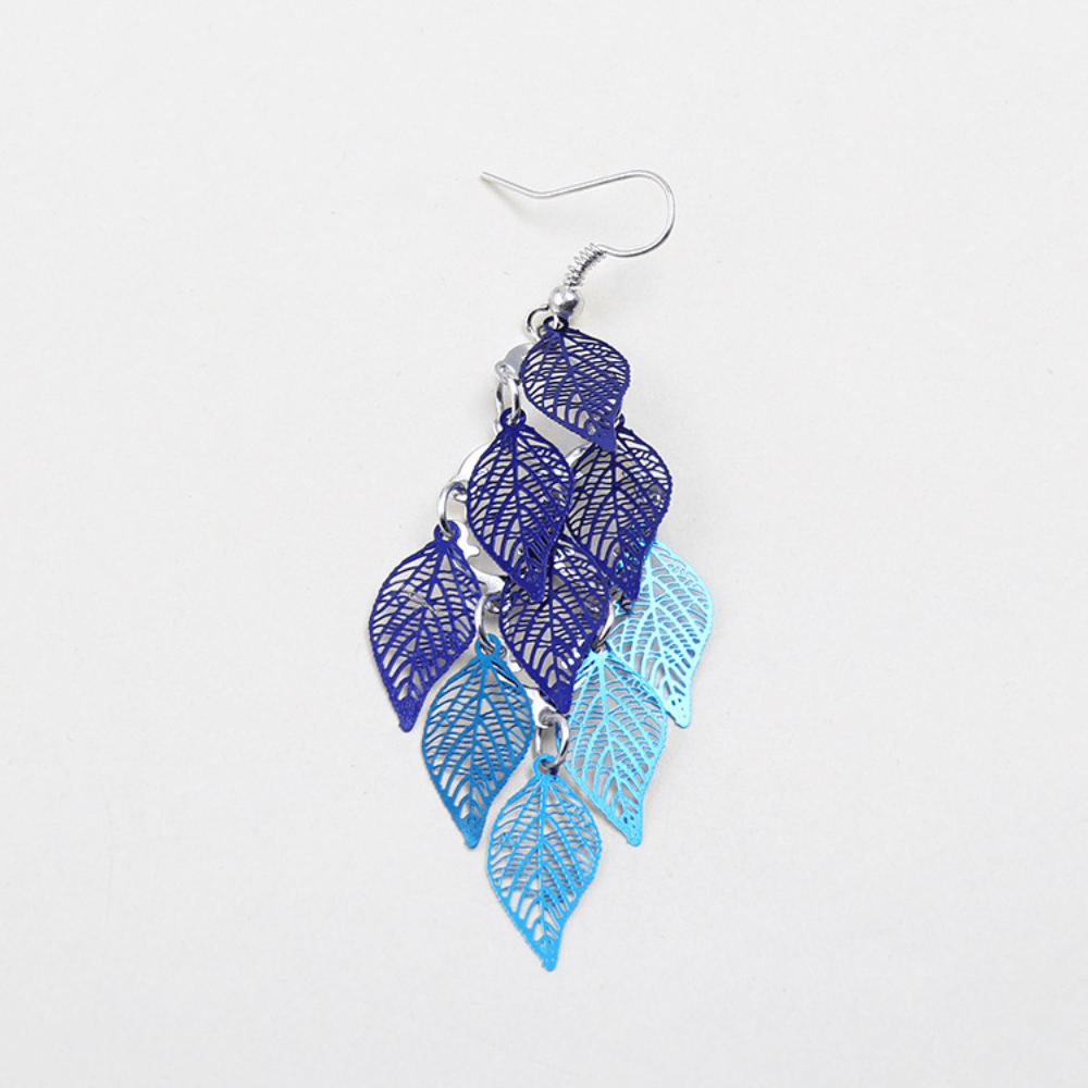 brass alloy multi colors tropical leaf earrings leaves women dangle drop earring