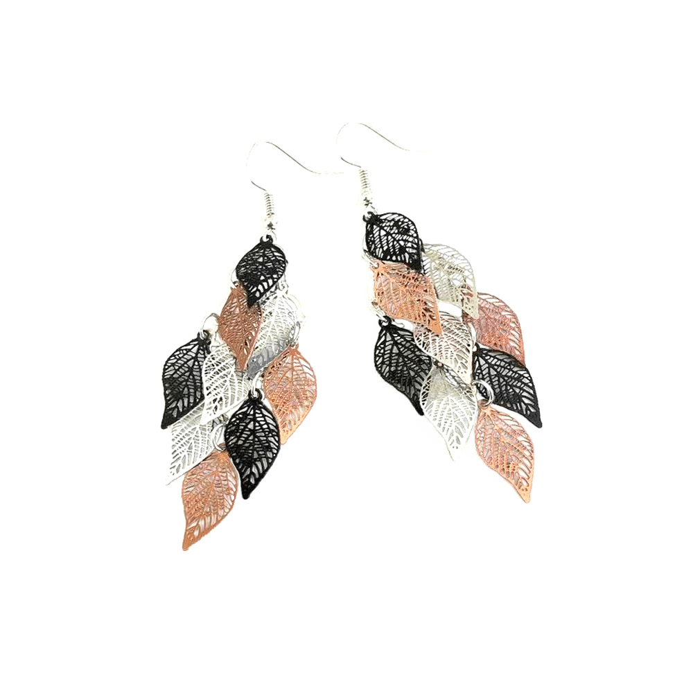 brass alloy multi colors tropical leaf earrings leaves women dangle drop earring
