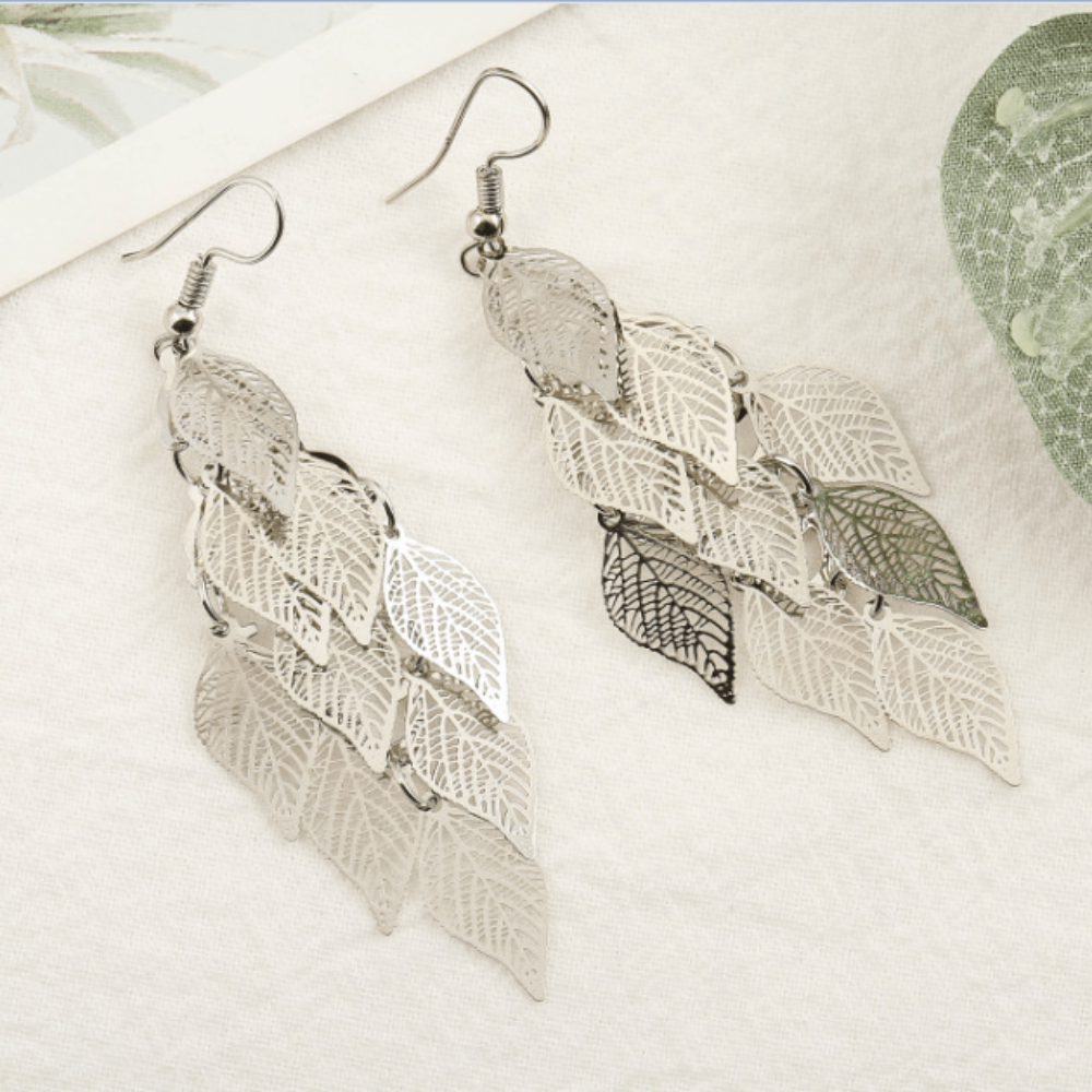 brass alloy multi colors tropical leaf earrings leaves women dangle drop earring