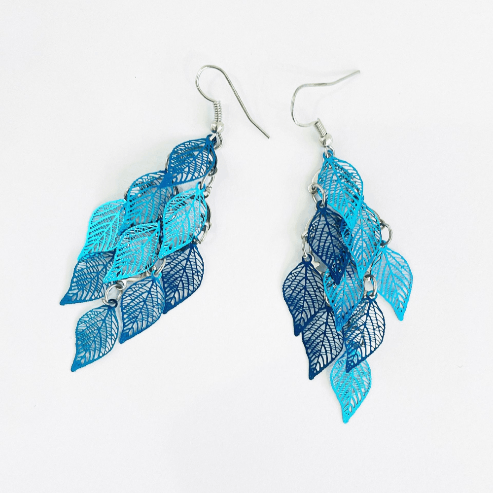 brass alloy multi colors tropical leaf earrings leaves women dangle drop earring