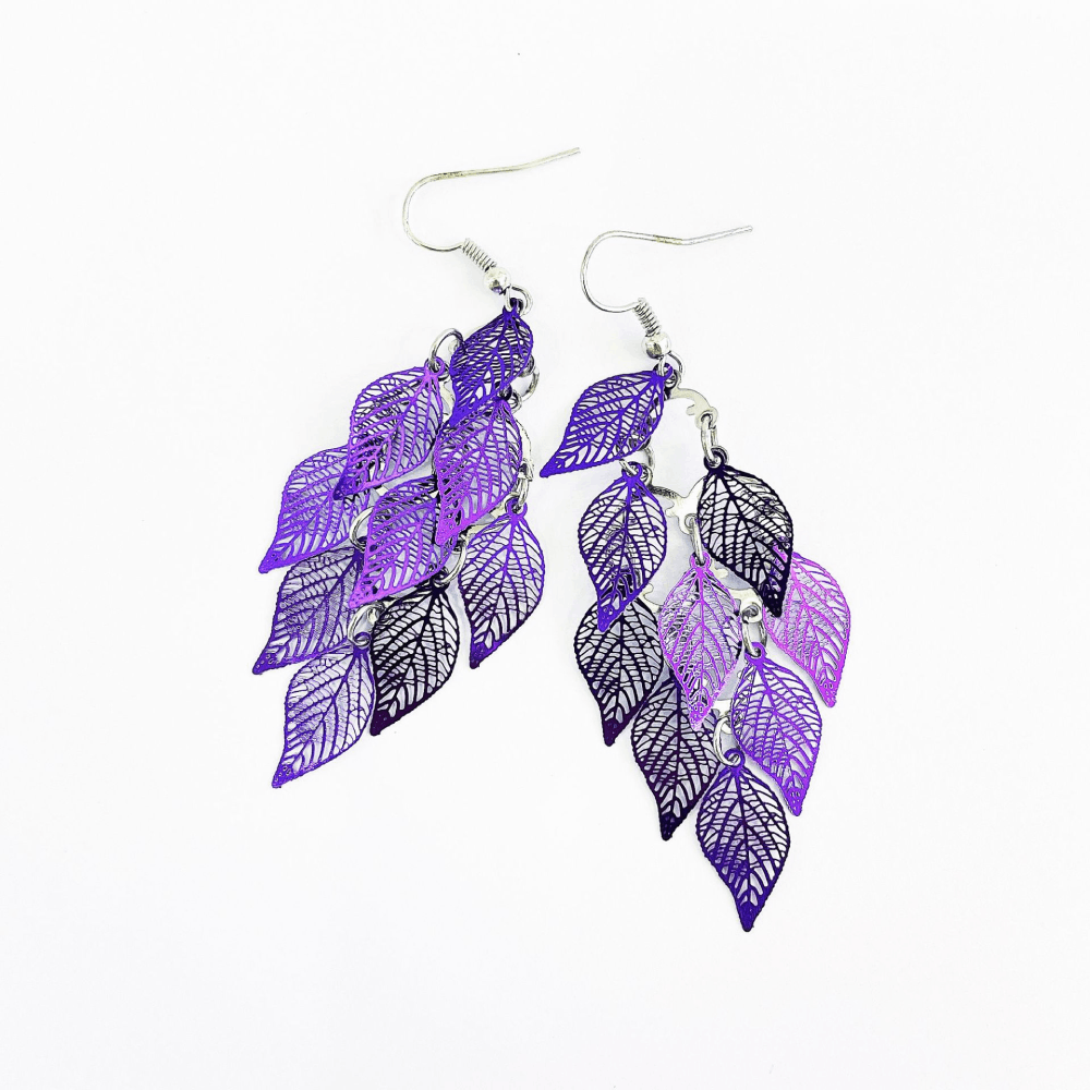 brass alloy multi colors tropical leaf earrings leaves women dangle drop earring