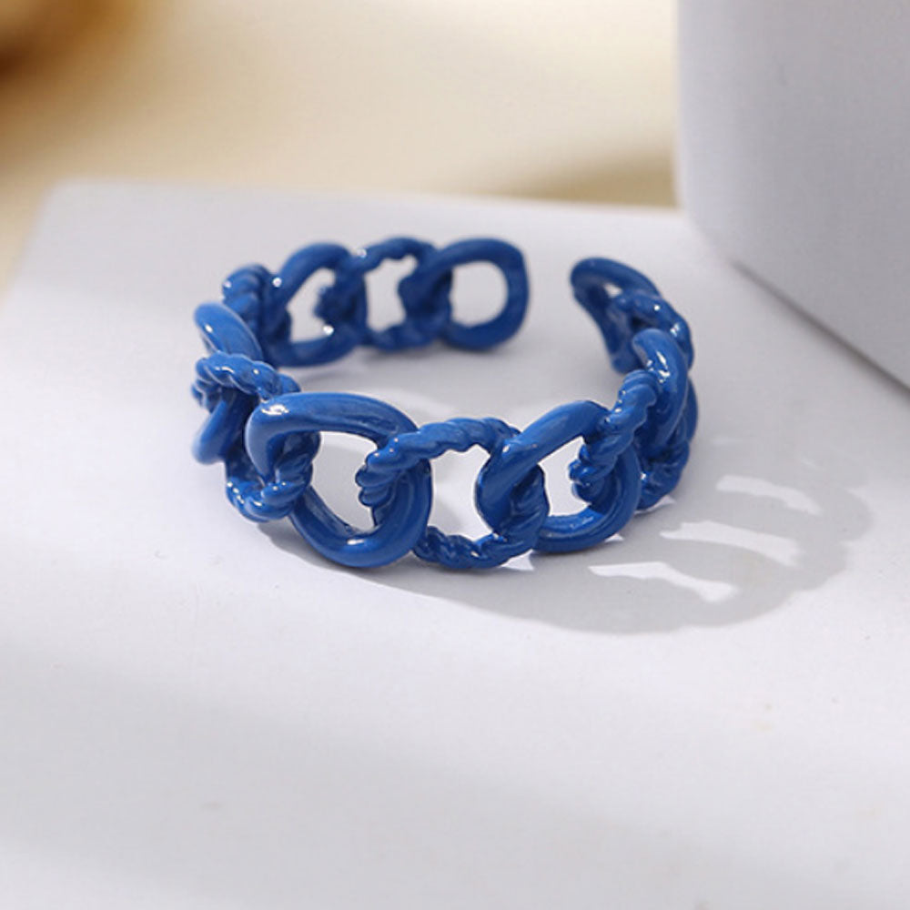 fashion chunky macaron finger metal enamel color open cuff resizable finger ring jewelry women bulk antique