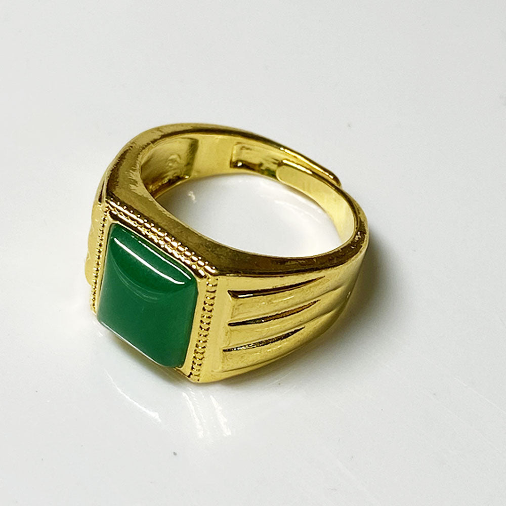 Placer Gold In Vietnam plated semiprecious square stone finger ring for men wholesale
