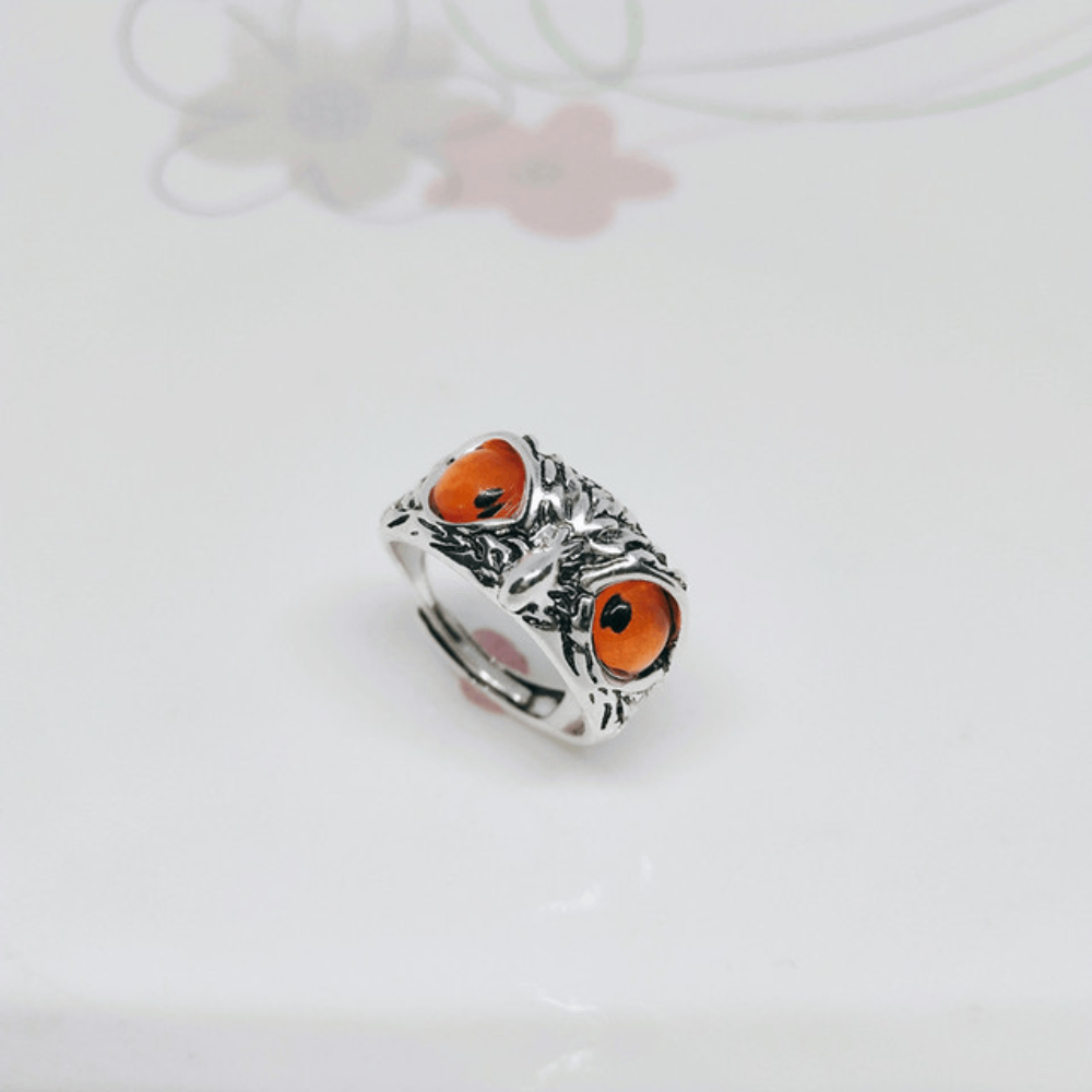 brass alloy silver owl eyes adjustable resizable finger ring rings men and women