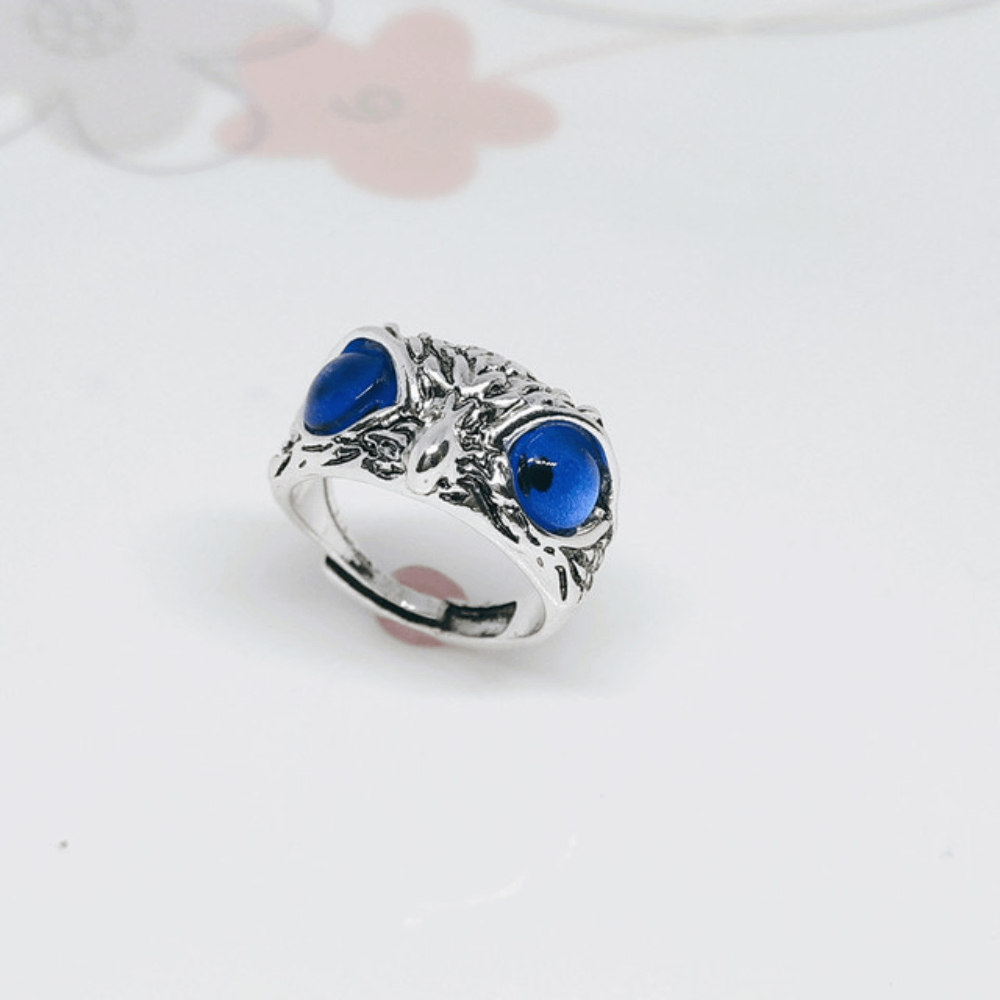brass alloy silver owl eyes adjustable resizable finger ring rings men and women