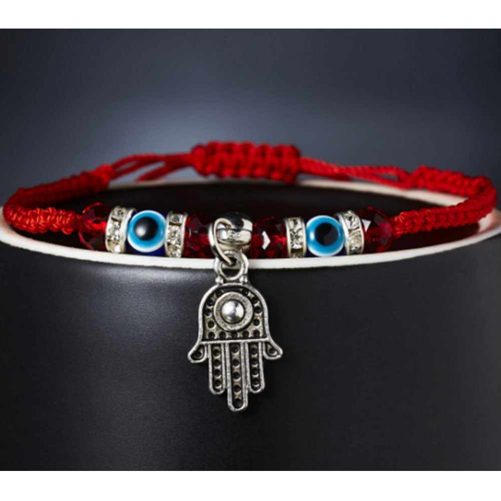 Custom Chinese knot simple red thread string bracelet hamsa hand d-evil eye lucky charm adjustable bracelet cheap red