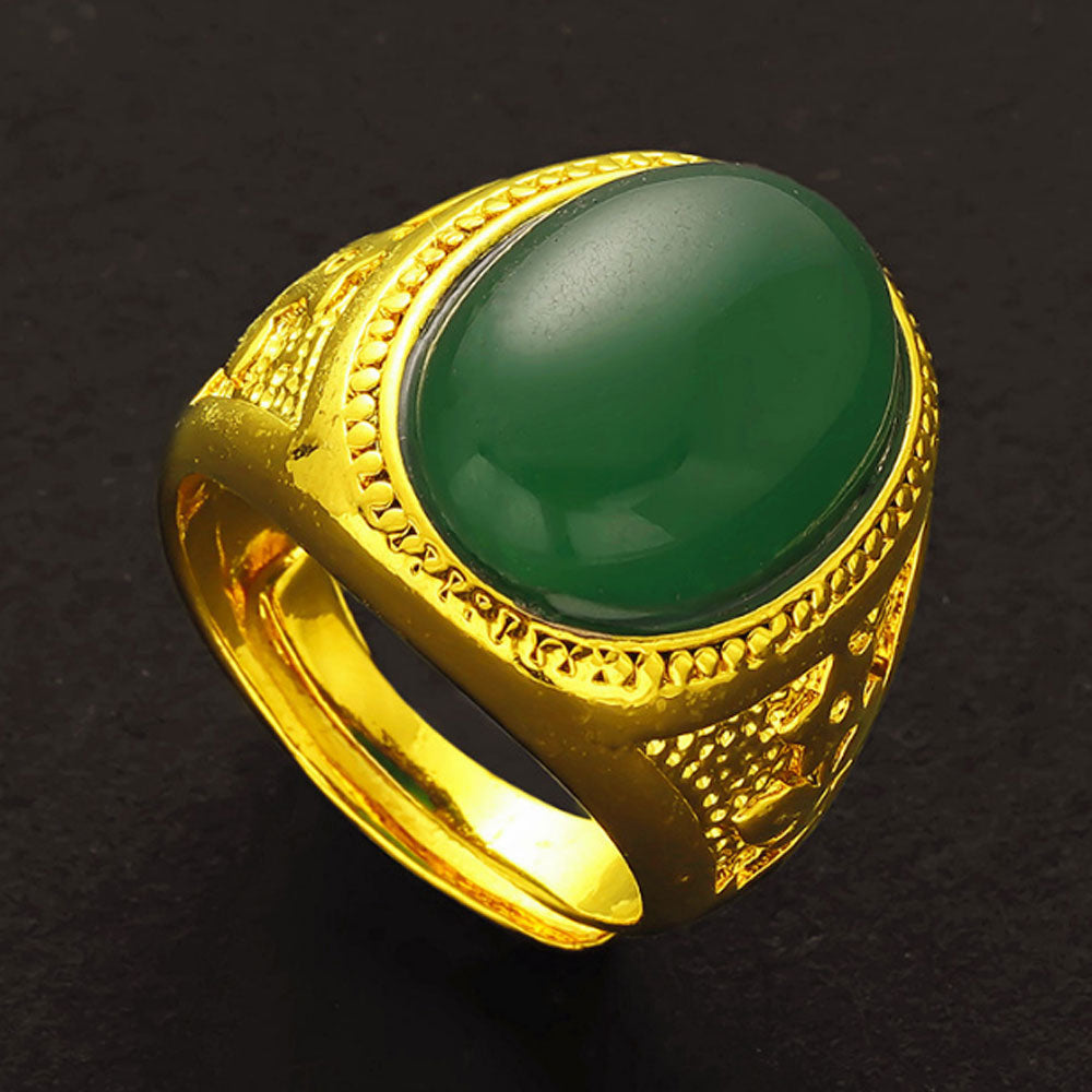 Placer Gold In Vietnam plated semiprecious square stone finger ring for men wholesale