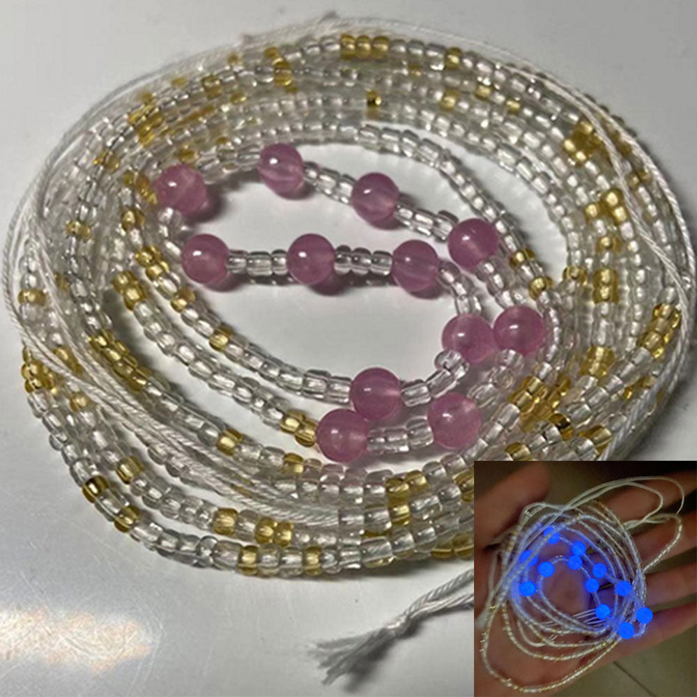 unique glow in the dark weightloss string thread adjustable african waist beads belly chain tie on women plus size