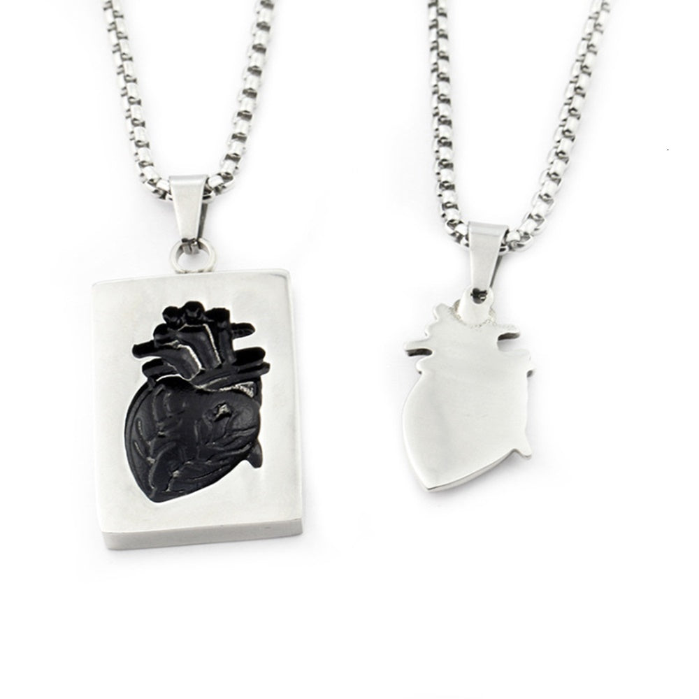 fashion his and hers stainless steele necklace with heart dainty couple lover pendant necklaces jewelry