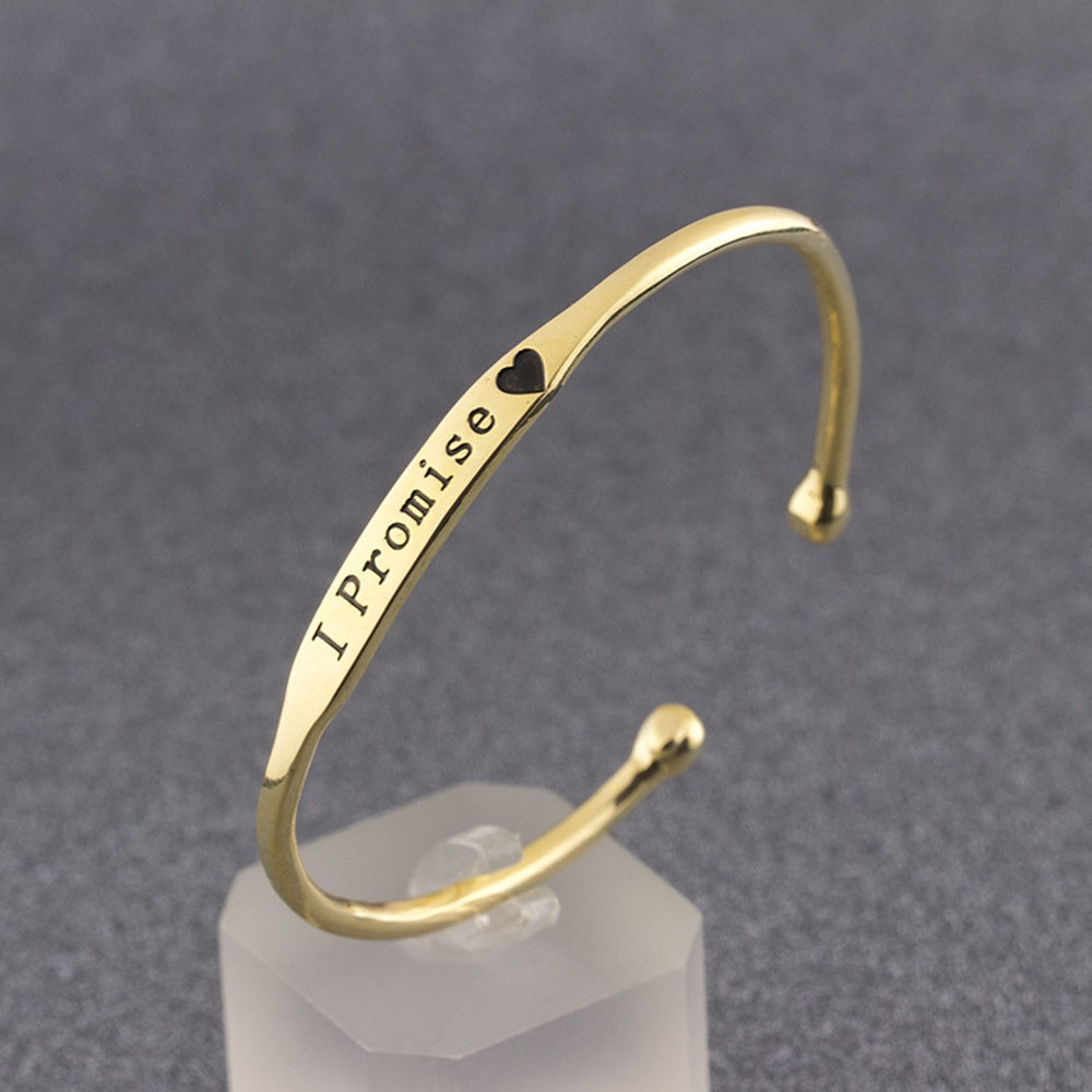 I promise engraved charm brass alloy bracelet cuff bangle women bangles and cuffs