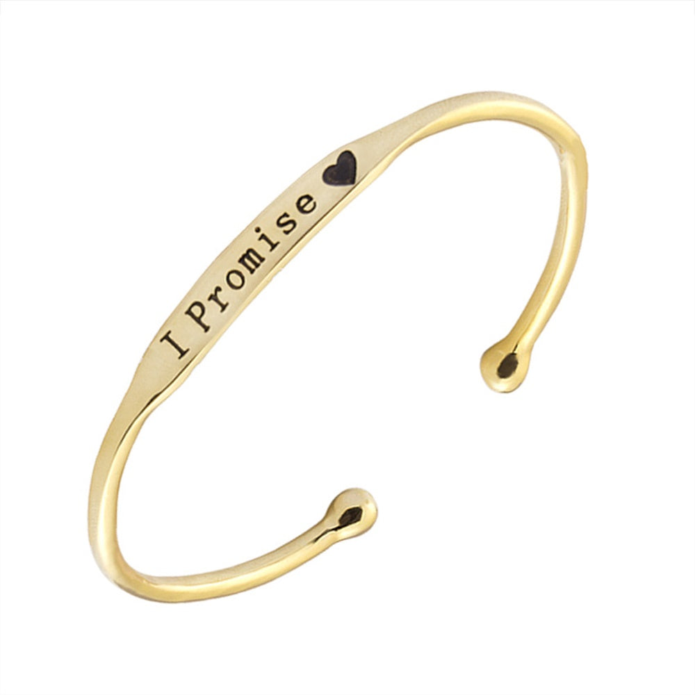 I promise engraved charm brass alloy bracelet cuff bangle women bangles and cuffs