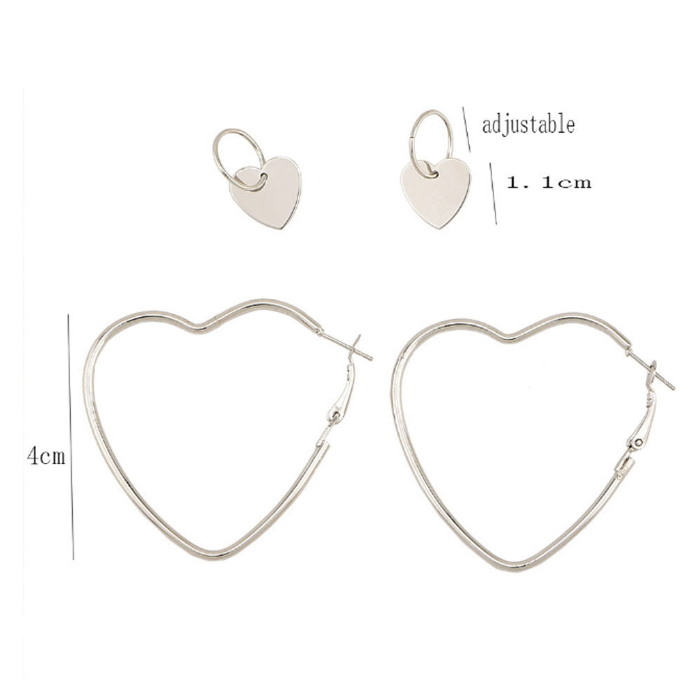 korean style earrings korean hoop heart dangle drop jewelry for women silver plated