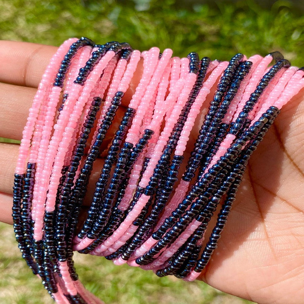 handmade stretchy glass seed beads waist belly chain 2pcs a set for women elastic cord 80cm body jewelry