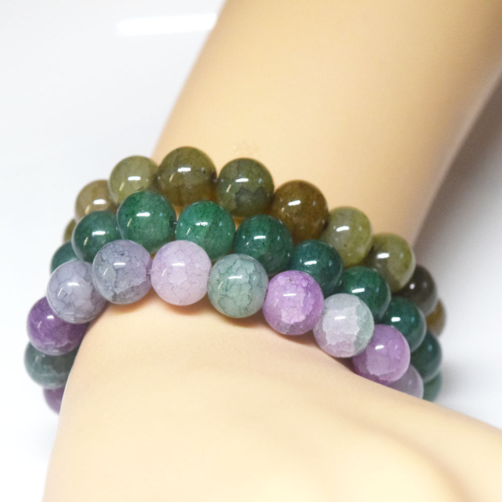 cheap handmade 10mm glass made stone like beads beaded bracelet jewelry