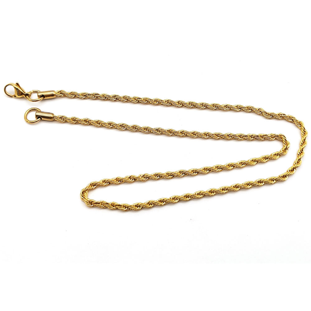 wholesale stainless steel gold silver black and silver twist twisted chain necklace or for pendant 3mm thick full lengths
