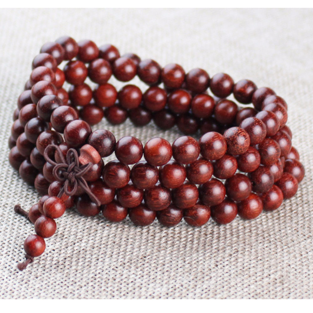 handmade red flood sandalwood bead mala bead bracelet jewelry