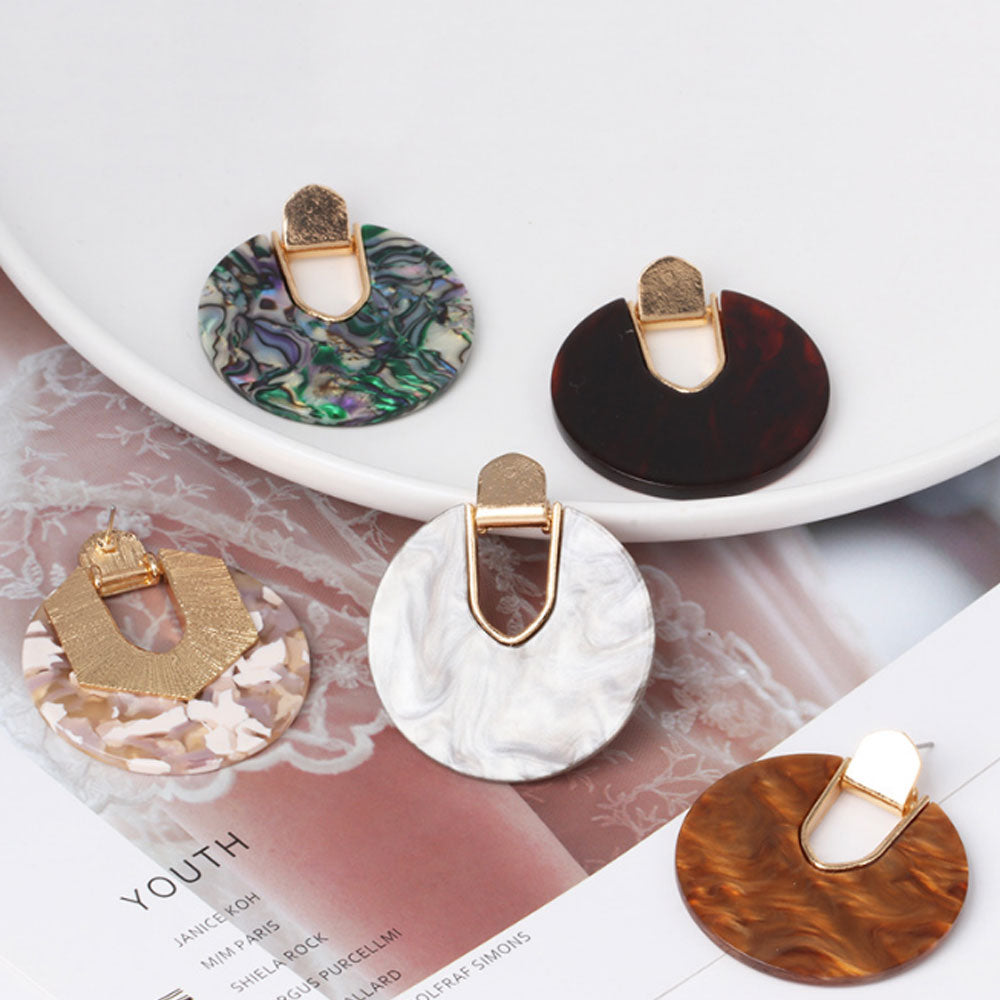 vintage large colorful resin fashion large acrylic round hoop dangles drop earrings for women
