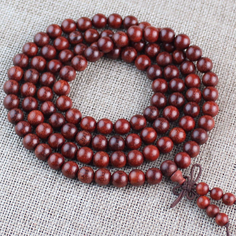 handmade red flood sandalwood bead mala bead bracelet jewelry