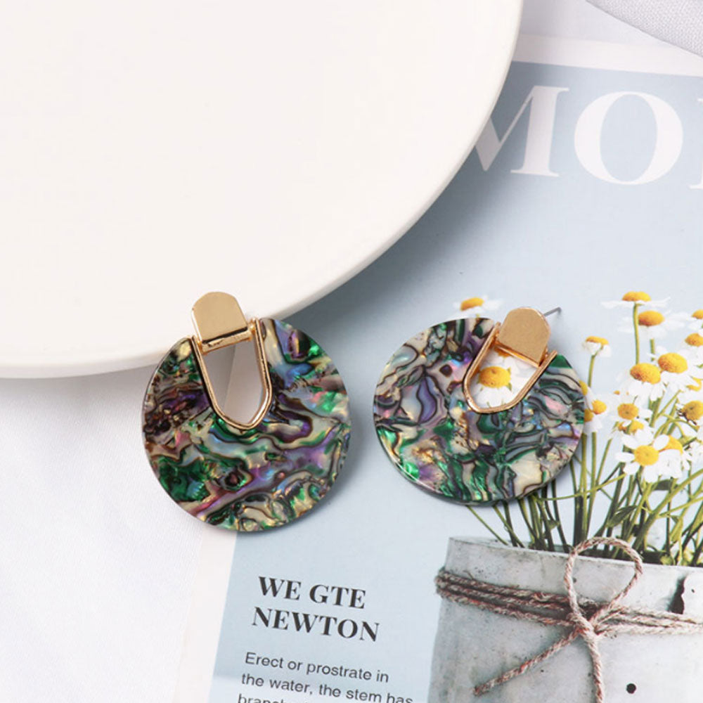 vintage large colorful resin fashion large acrylic round hoop dangles drop earrings for women